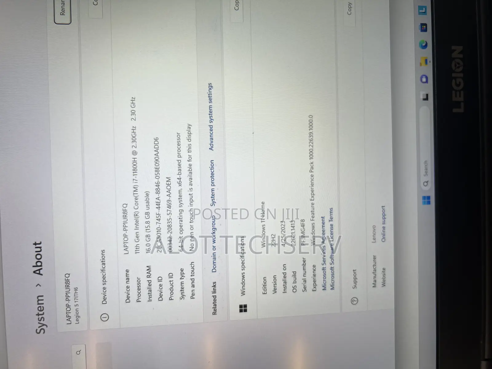 Laptop Lenovo Legion 5 16GB Intel Core I7 SSD 512GB