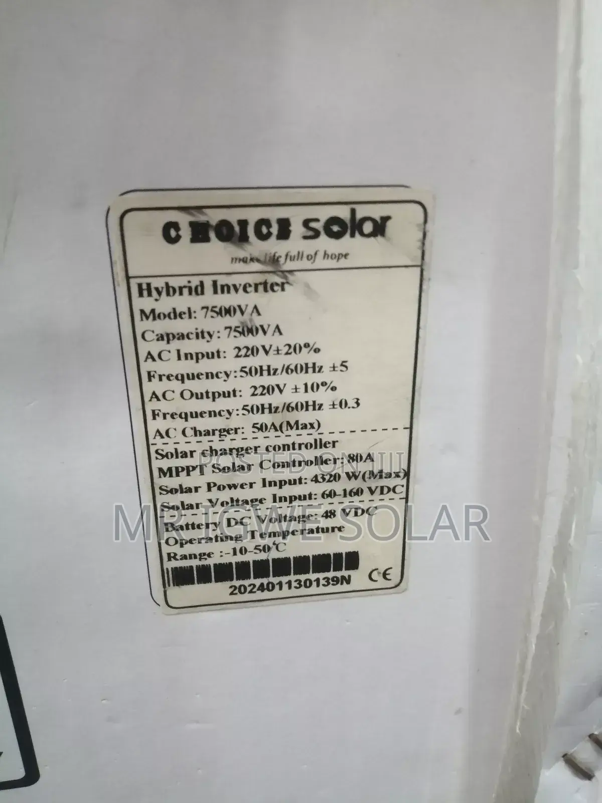 Choice Inverter 7.5kva 48v