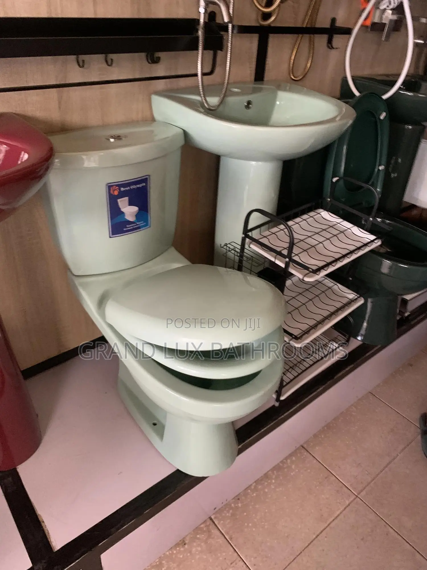 Mint Green Ceramic Toilet Pedestal Basin Set – Classic