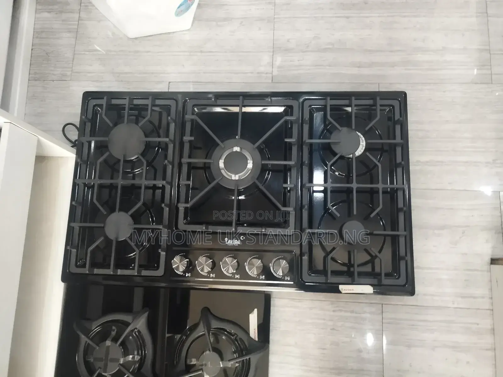 Black, Built-in Gas Cooktop With Five Burners