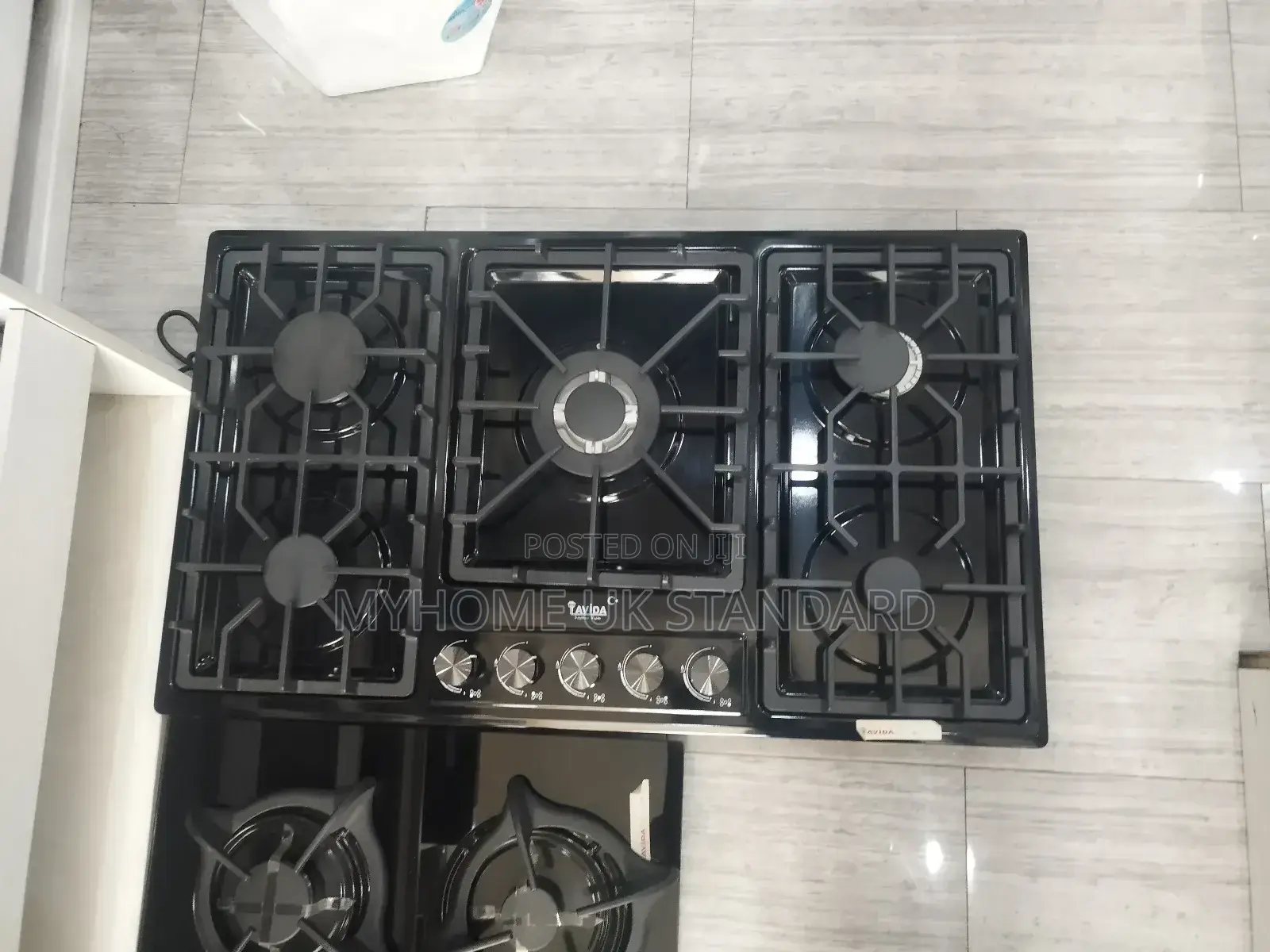 Black, Built-in Gas Cooktop With Five Burners