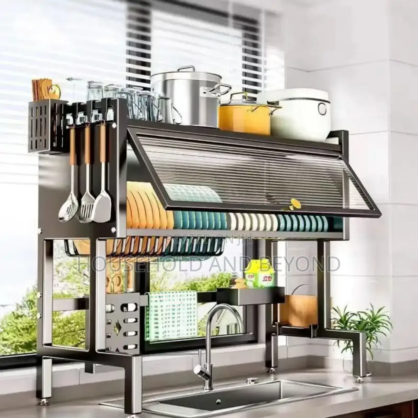 Over the Sink Dish Drying Rack Cabinet – Stainless Steel Organizer