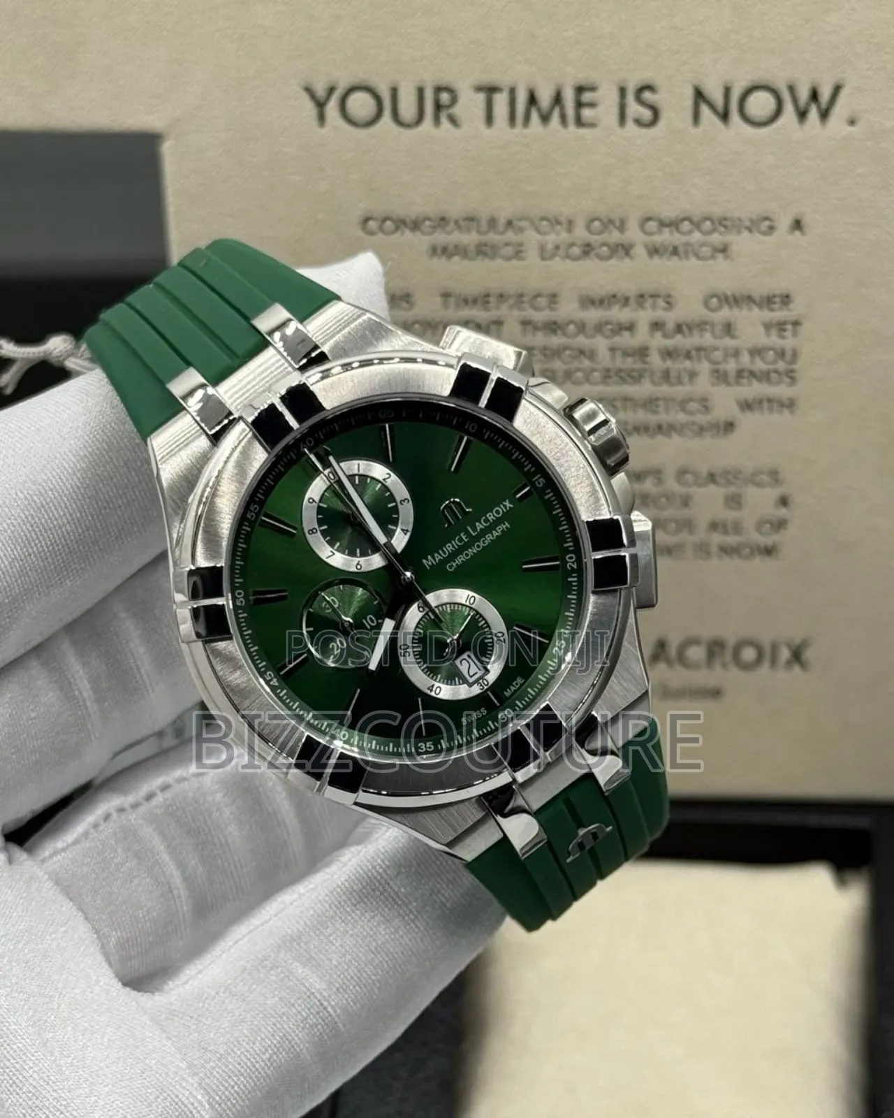 Original Maurice Lacroix Green Rubber Strap Watch