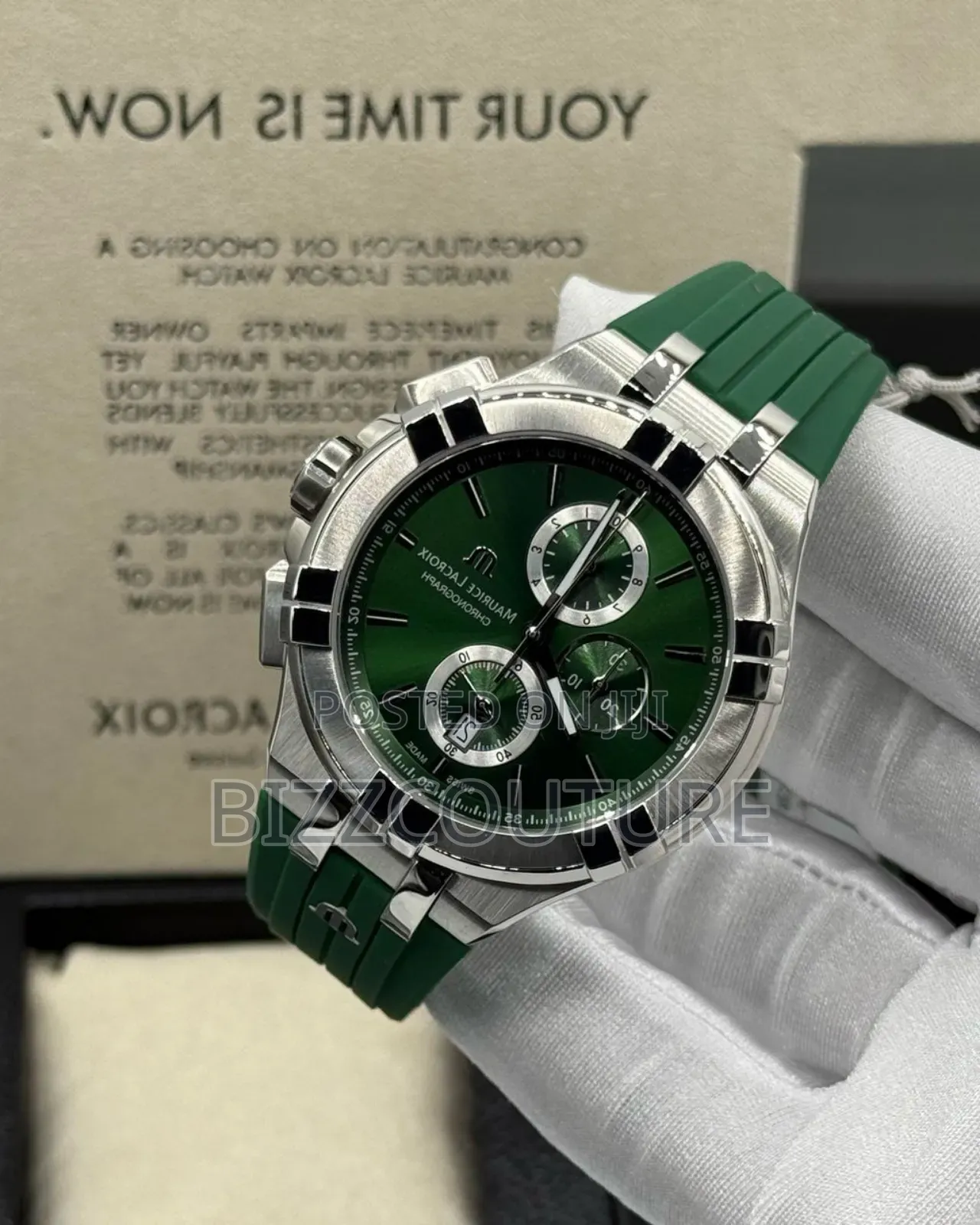 Original Maurice Lacroix Green Rubber Strap Watch