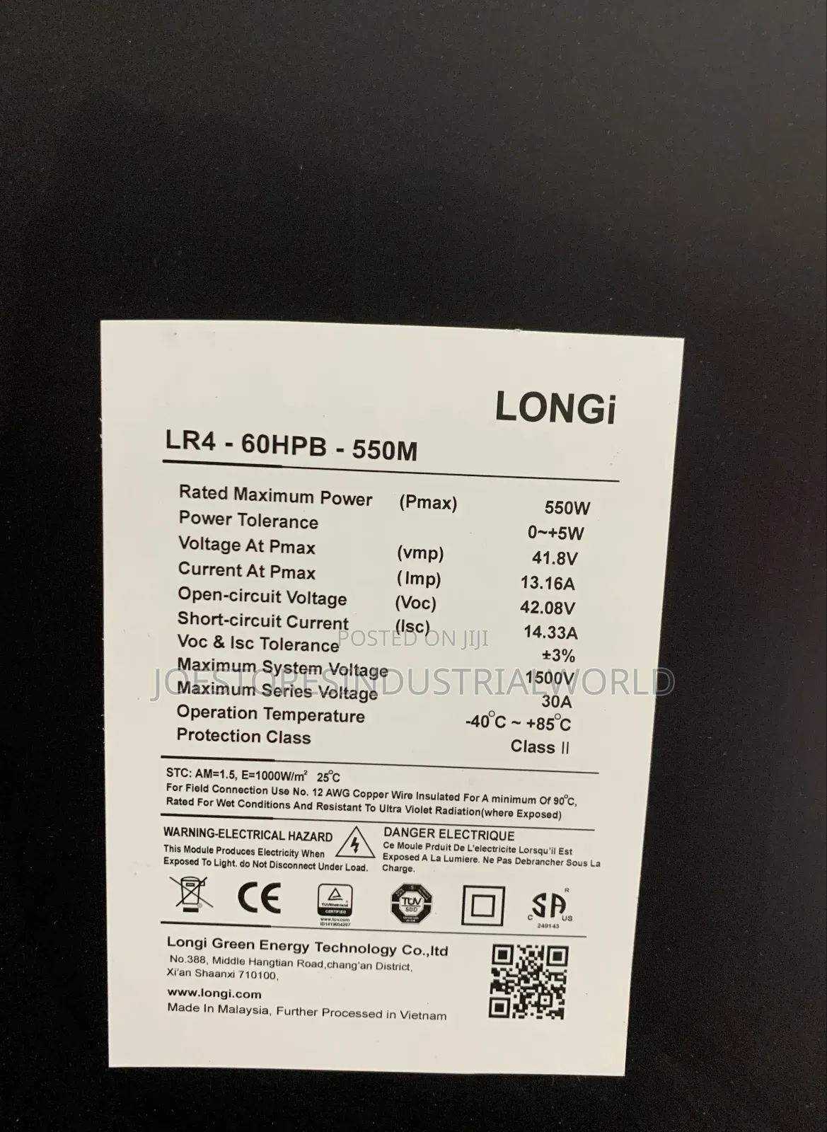 Longi Solar Panel 550w 120cells