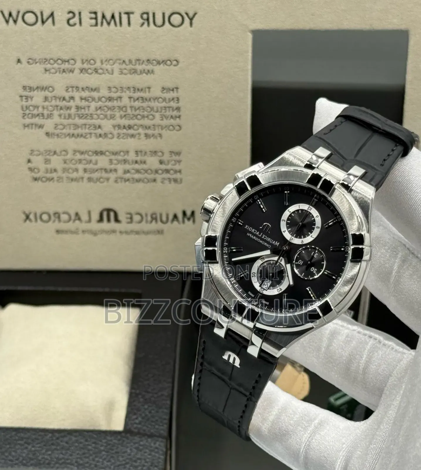 Original Maurice Lacroix Black Genuine Leather Strap Watch