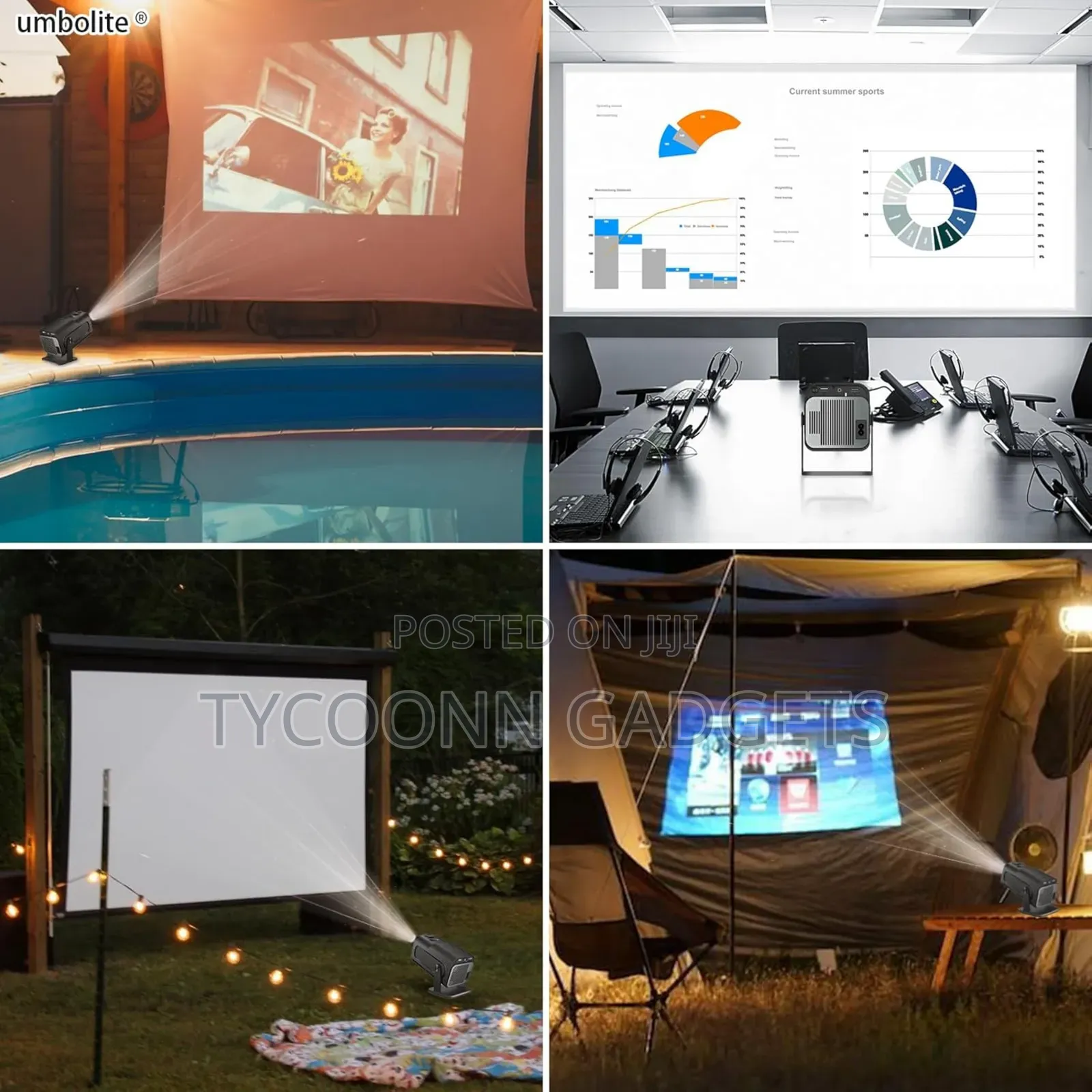 Mini Andriod Projector 150-Inch Portable Outdoor 1080p
