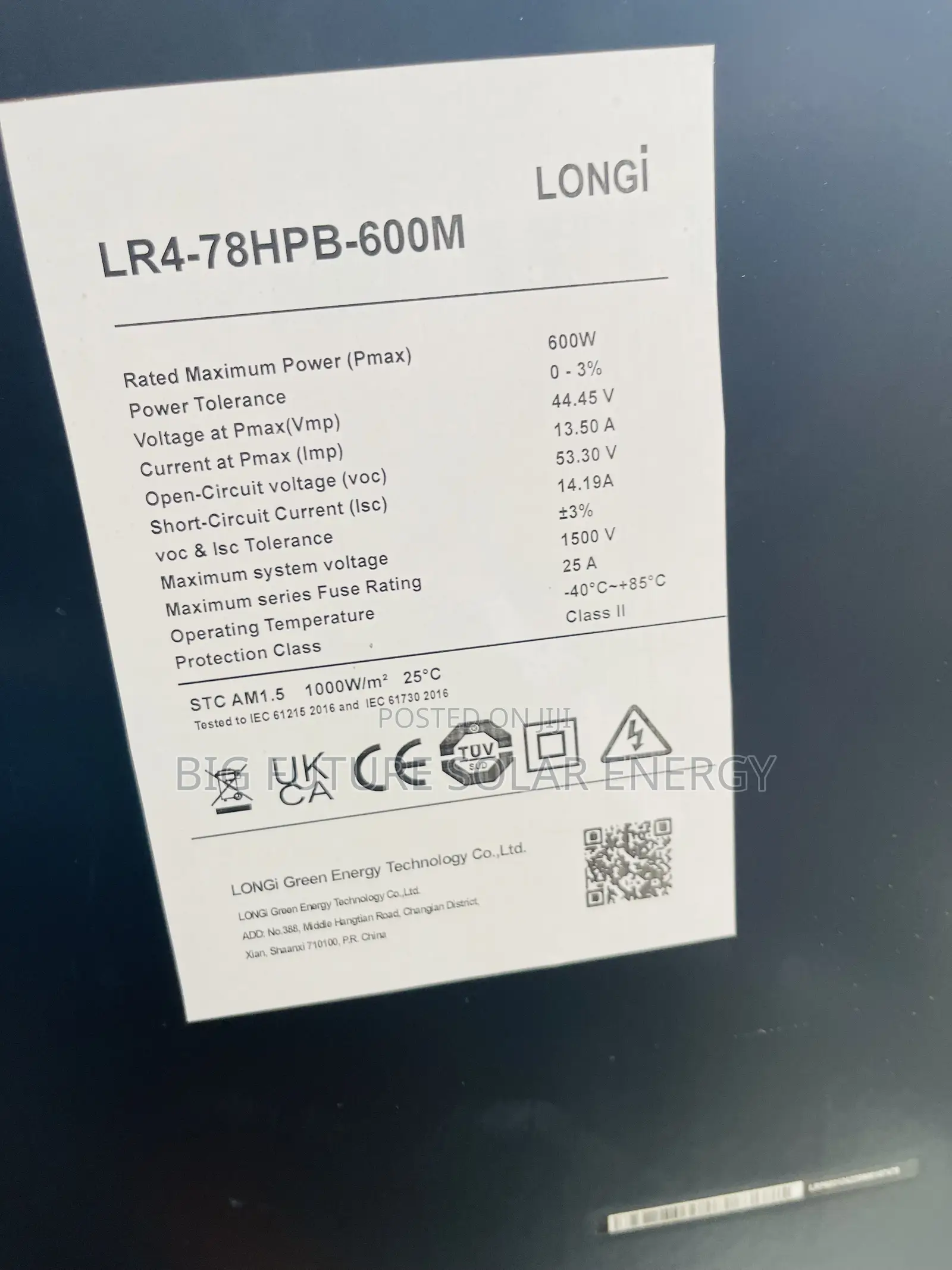 600watts Longi Solar Panel 120c