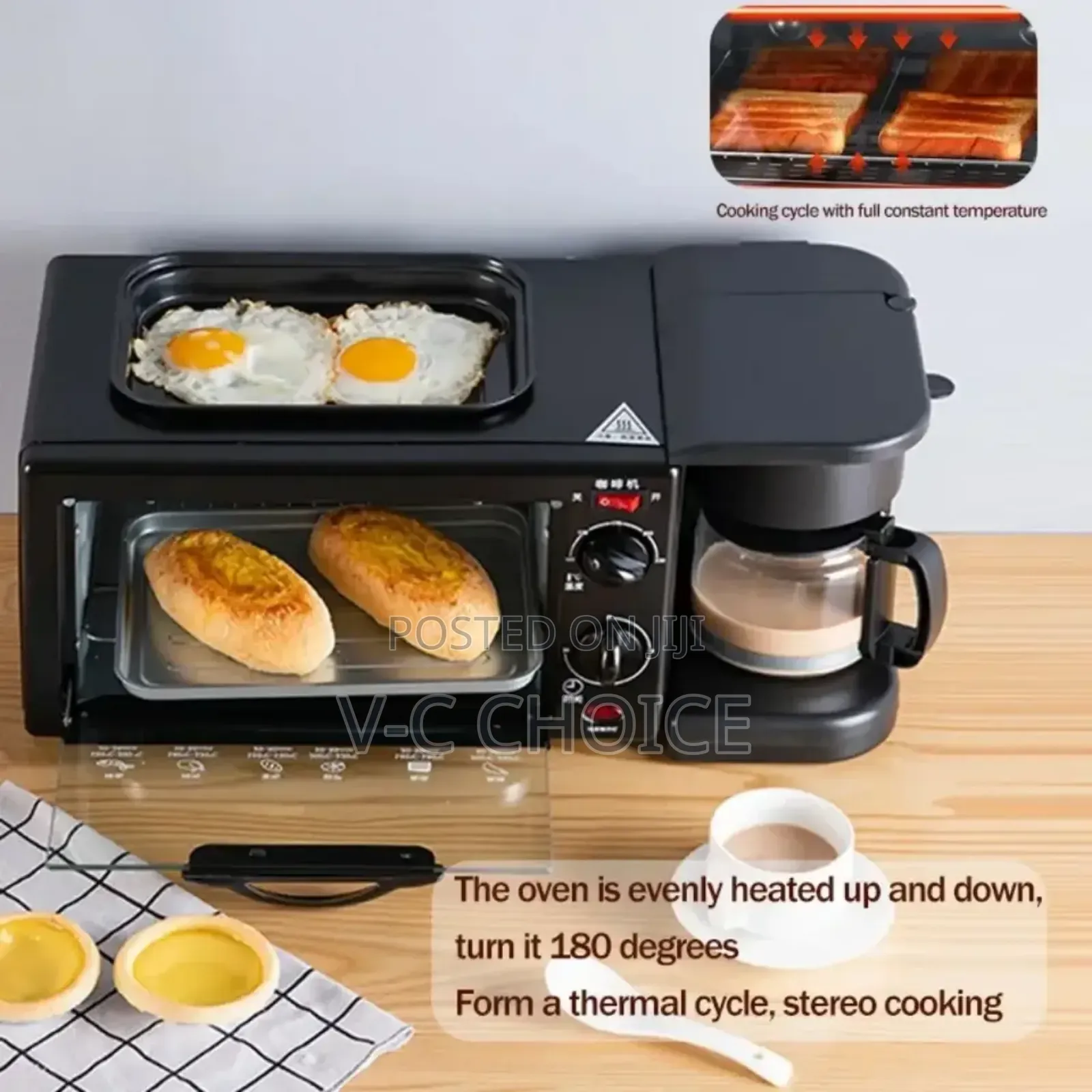3in1 Breakfast Machine Bread Maker Toaster Electric Minioven