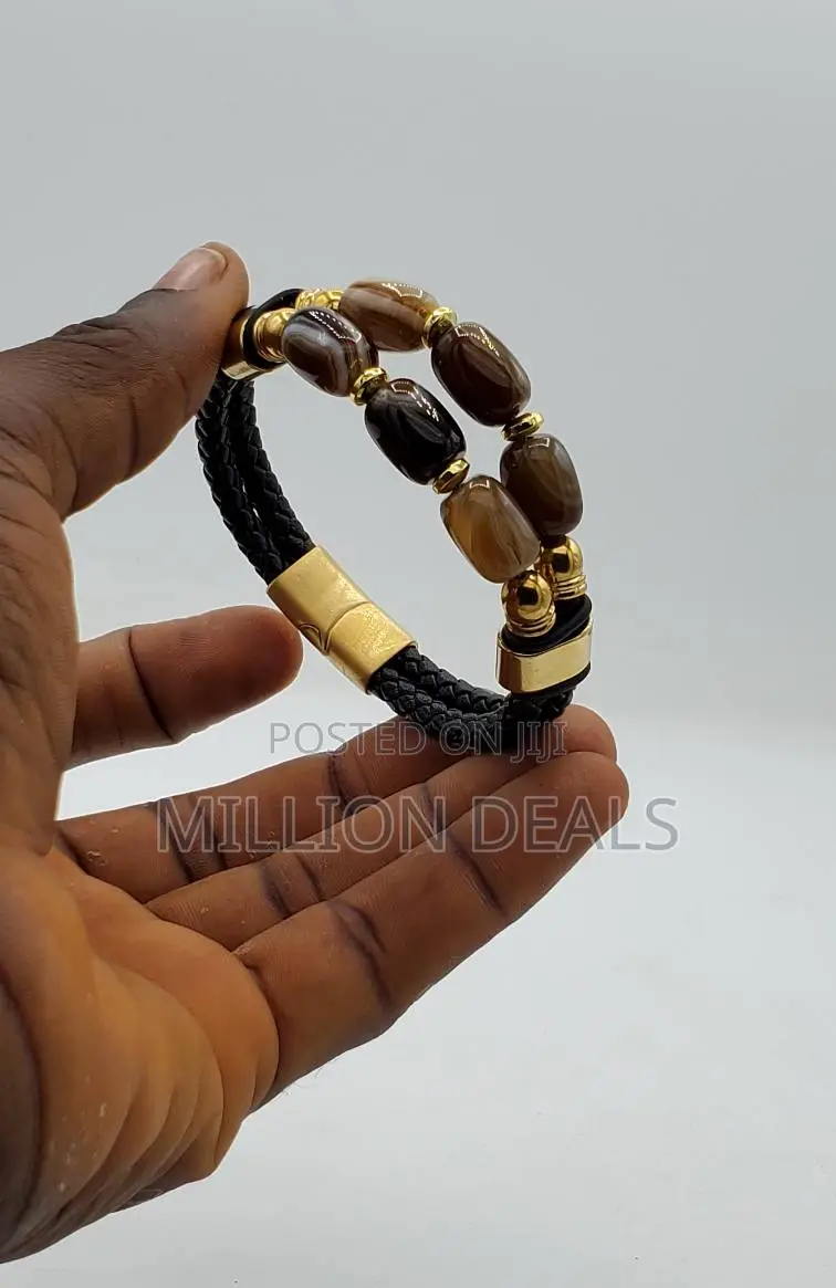 Luxe Leather Beaded Classic Men's Bracelet
