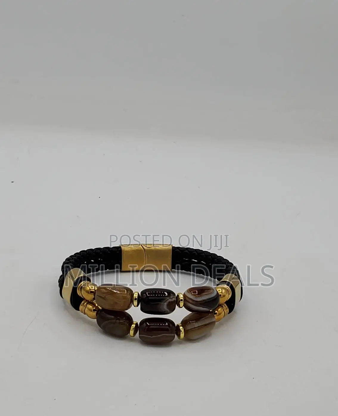 Luxe Leather Beaded Classic Men's Bracelet
