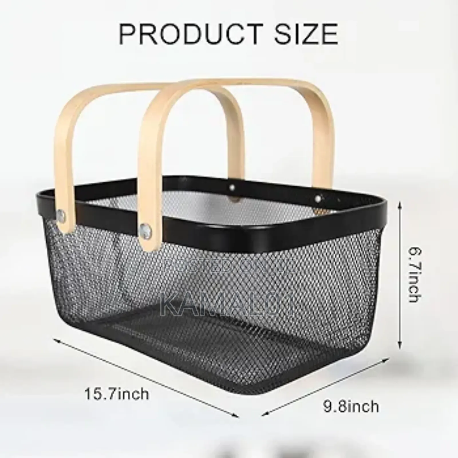 Storage Basket With Wooden Handle