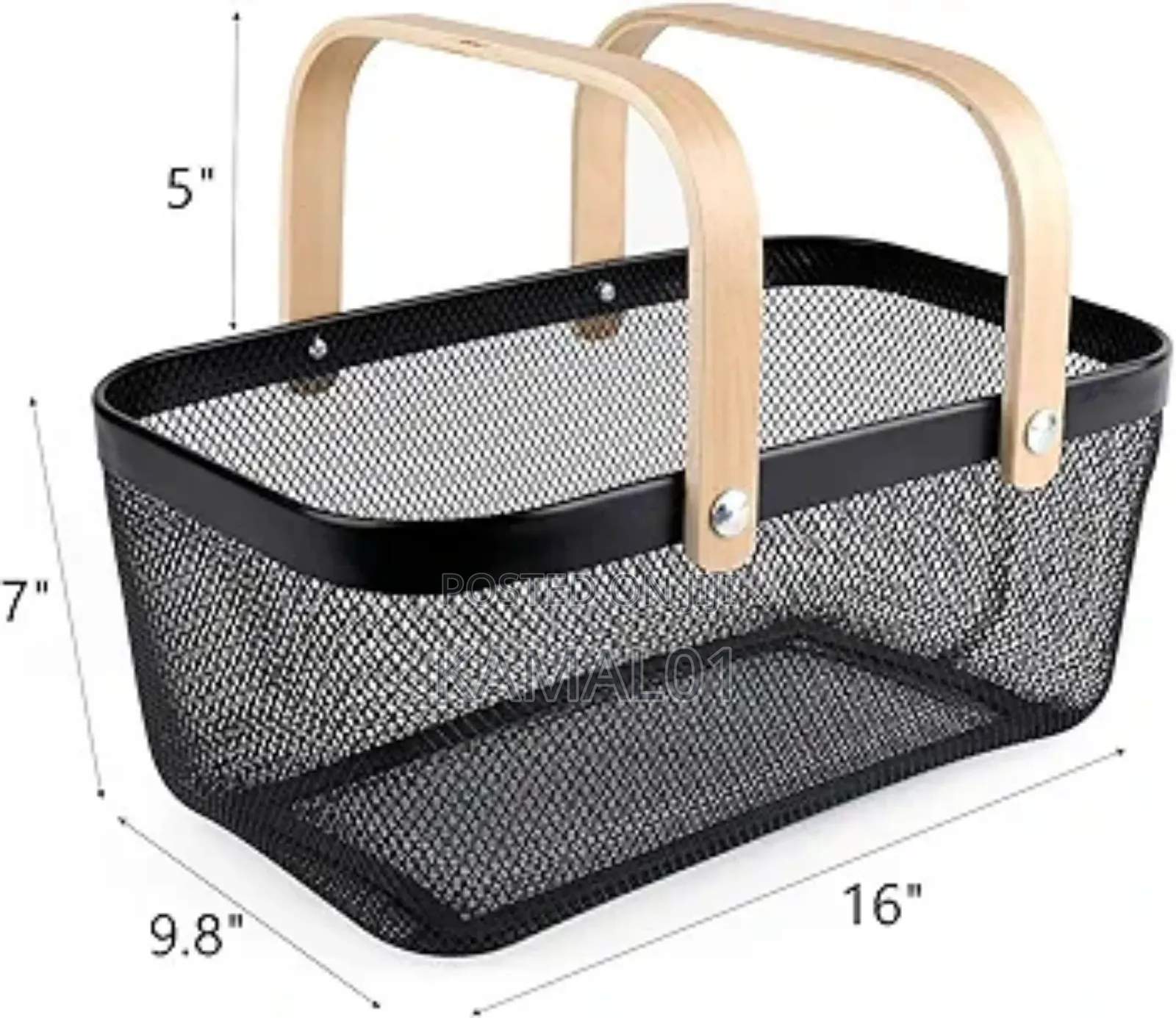 Storage Basket With Wooden Handle