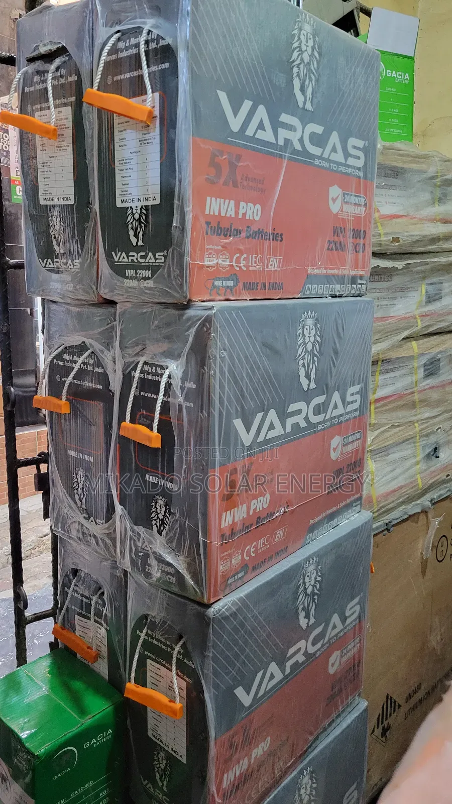 220ah 12v Varcas Tall Tubular Battery Made in India