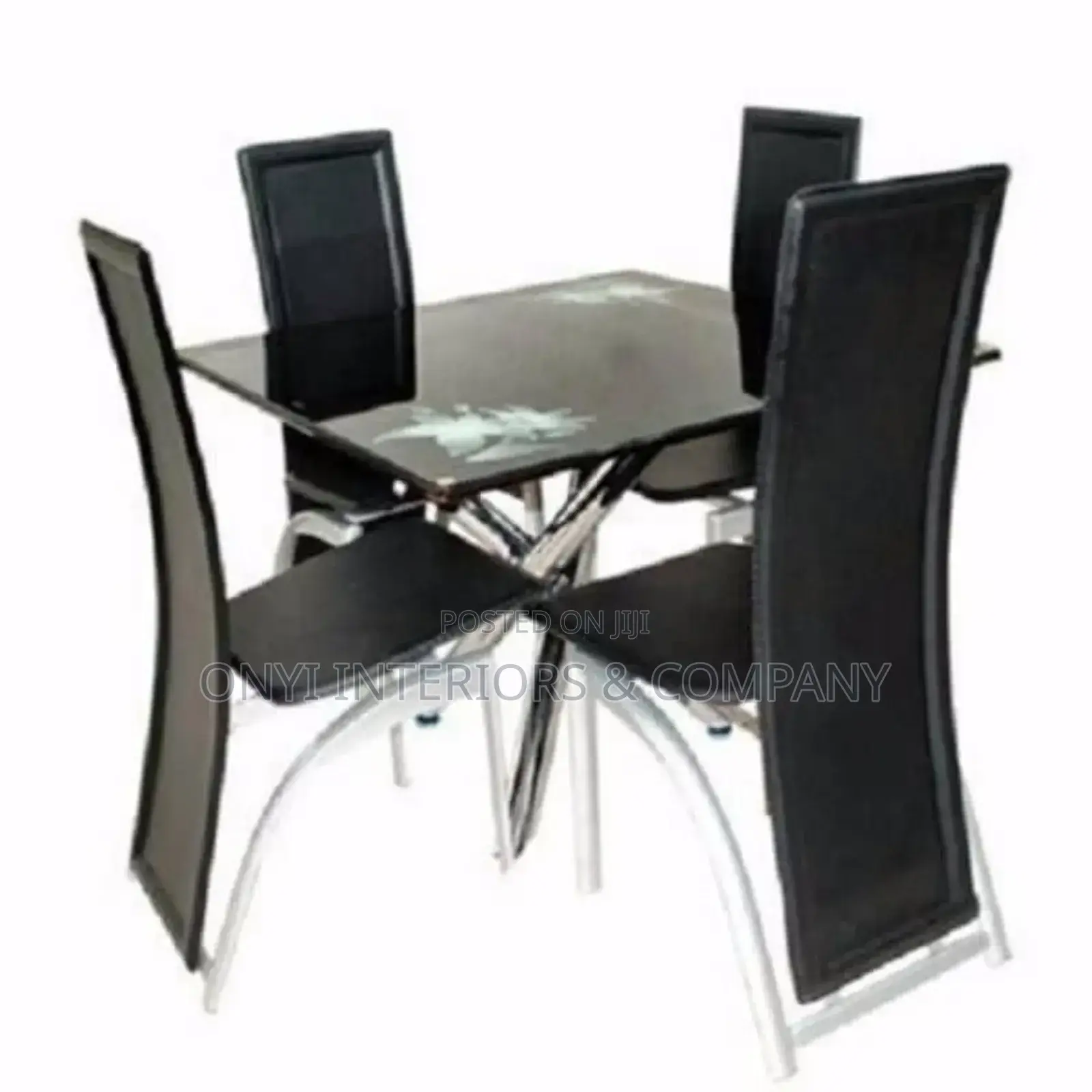 Mini Glass Dining Table With 4 Leather Chair