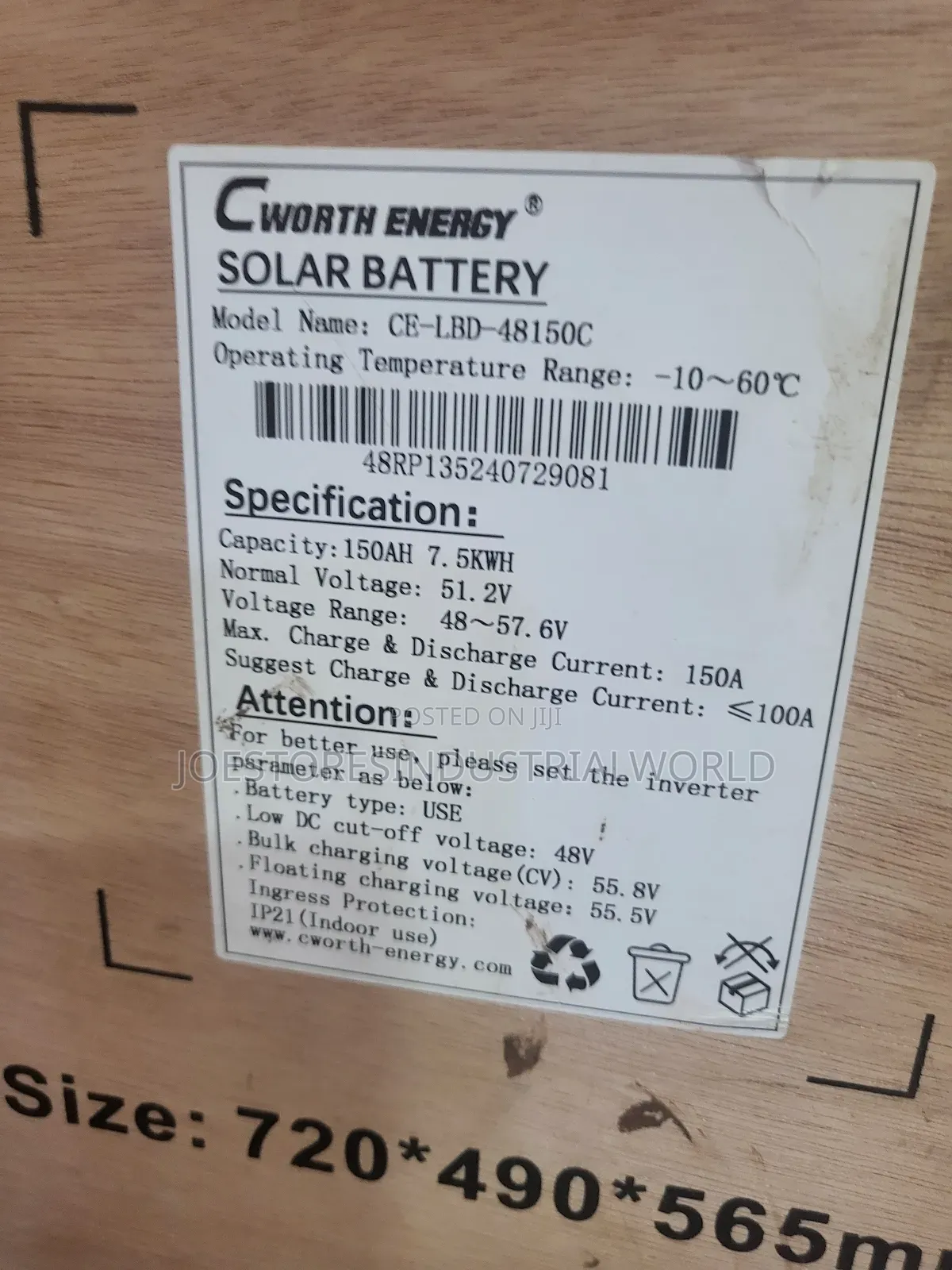 Cworth Energy Lithium Battery 7.5kwh 48v