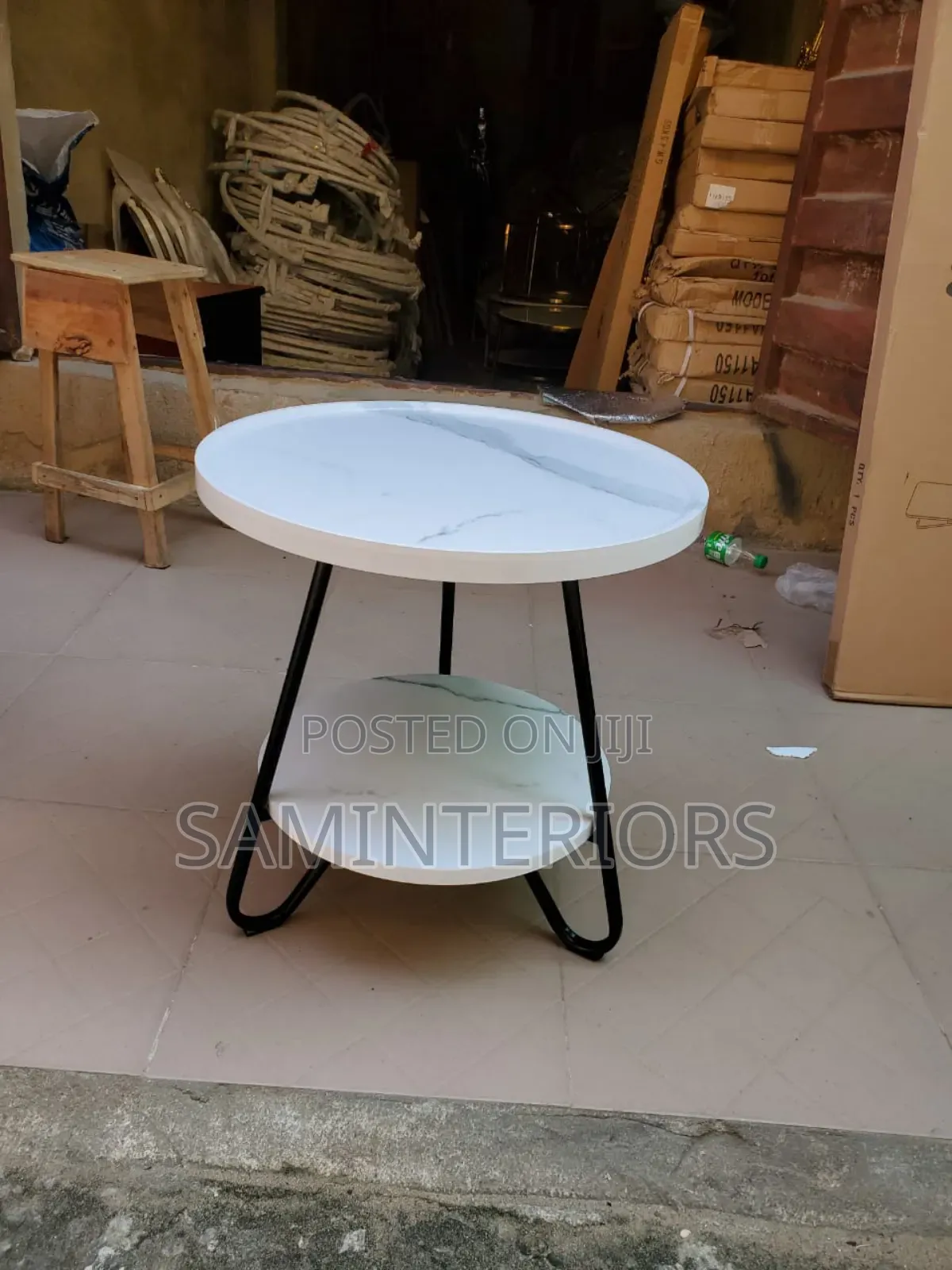 Simple and Unique Portable Side Table With Wooden Top