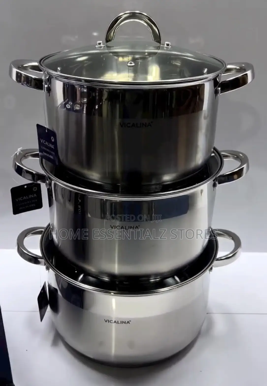 Vicalina Stainless Steel Pots Set - Stainless Pots