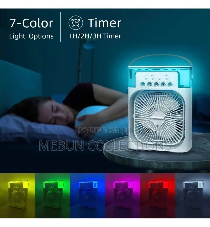 Portable Air Conditioner Fan With 7 Colors Led Light