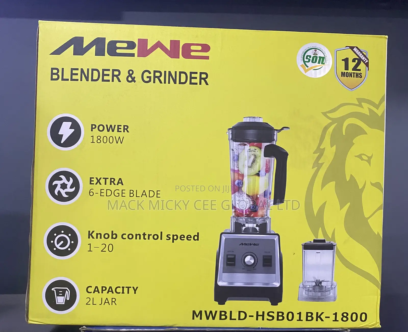 Mewe Electric Blender and Grinder 1800w