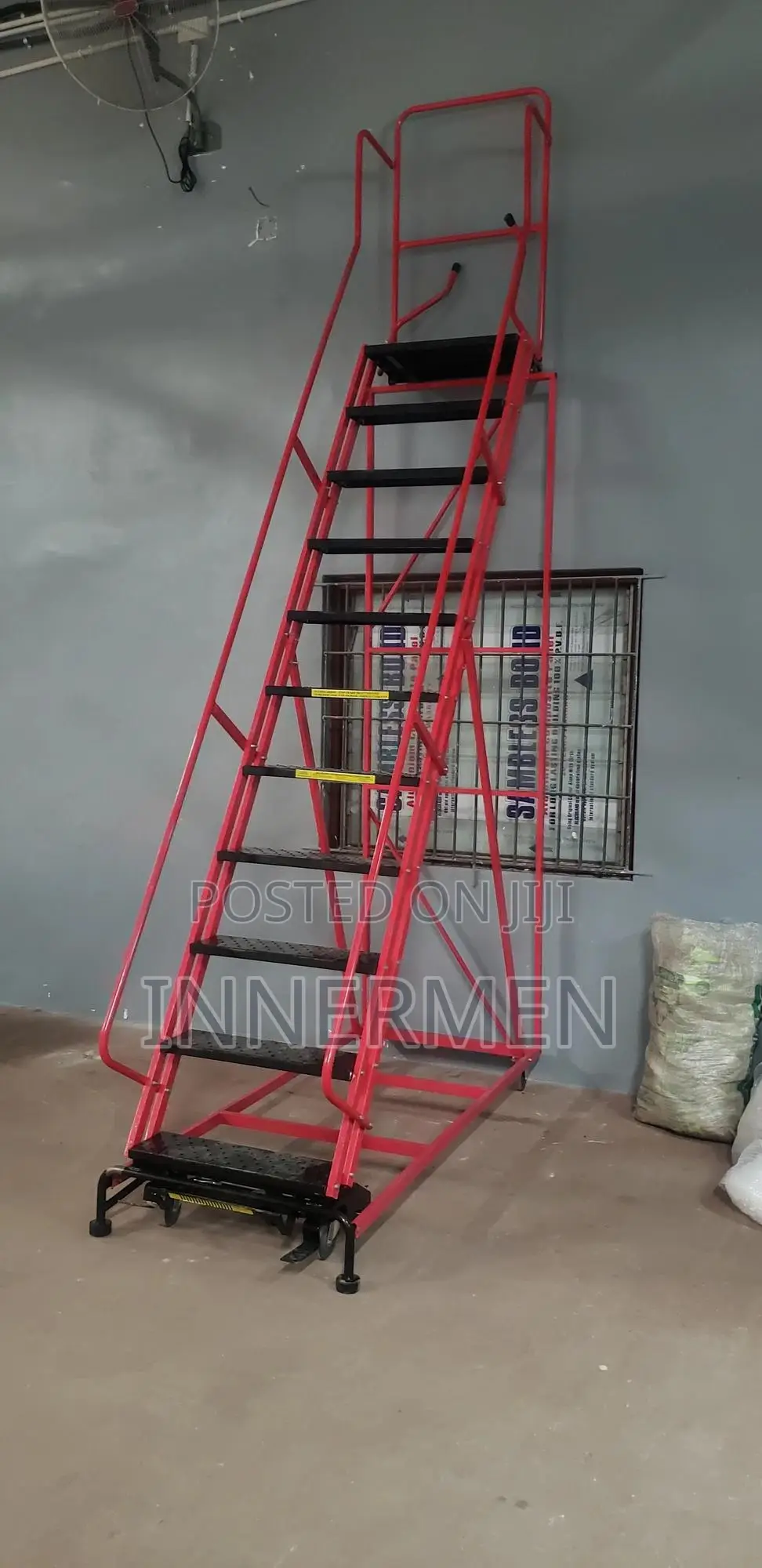 Industrial Warehouse Mobile Steel Platform Ladder