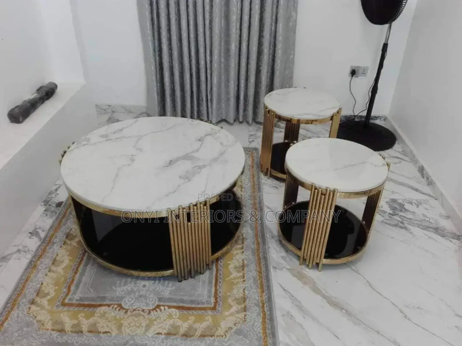 Morden Marble Center Table and 2 Side Stools