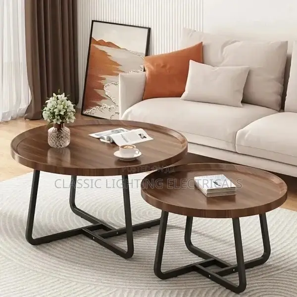 Minimalist Wind Round Coffee Table Living Room Retractable