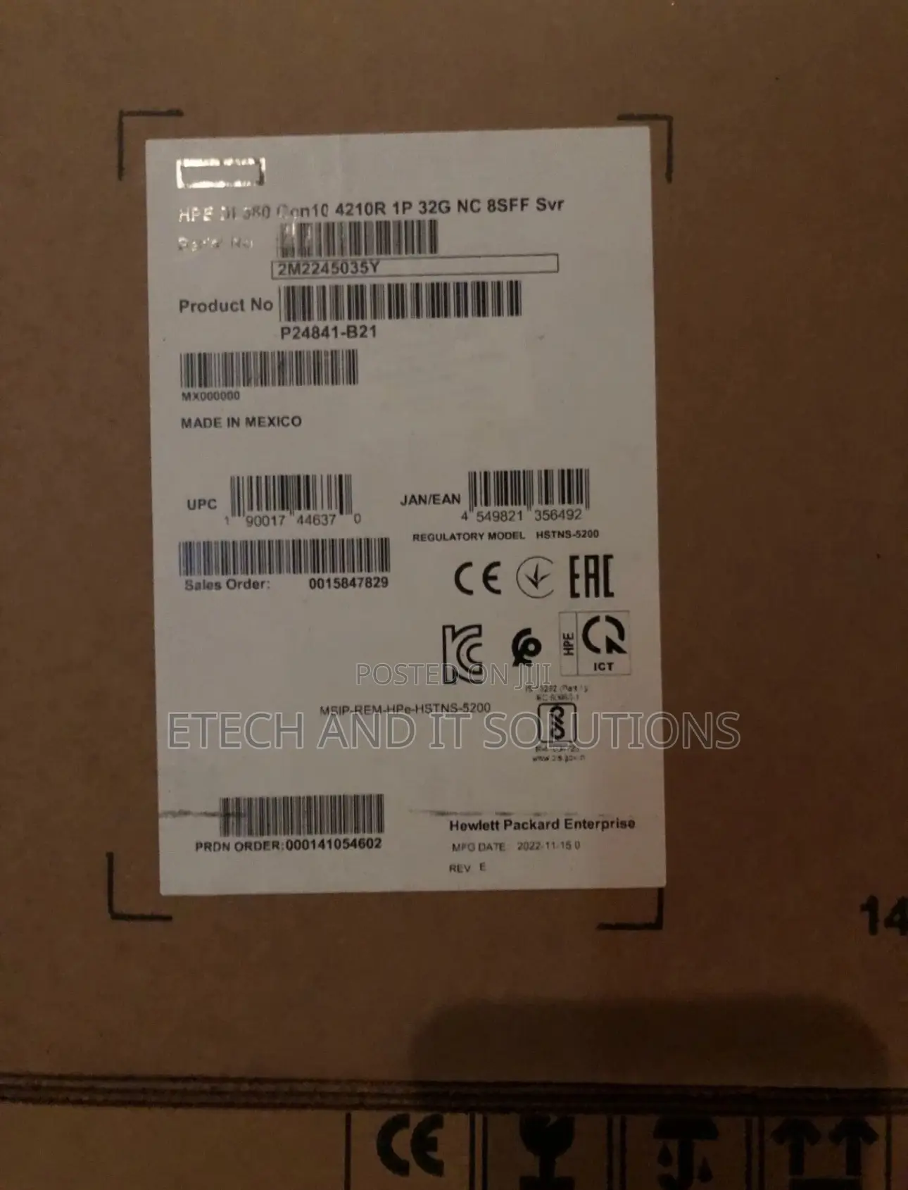 New Server HP ProLiant DL 380 G10 4210R 32GB Intel Xeon HDD 1T