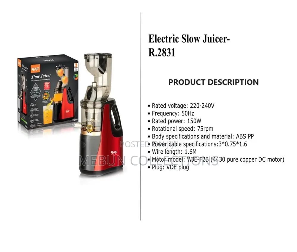 Raf Slow Juicer With Low Noise - 150w