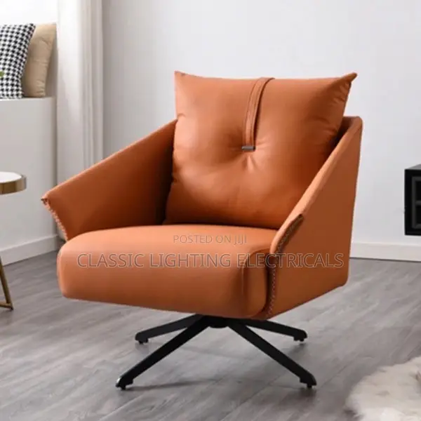 Modern Villa Living Room Leather Lounge Chair Single Sofa