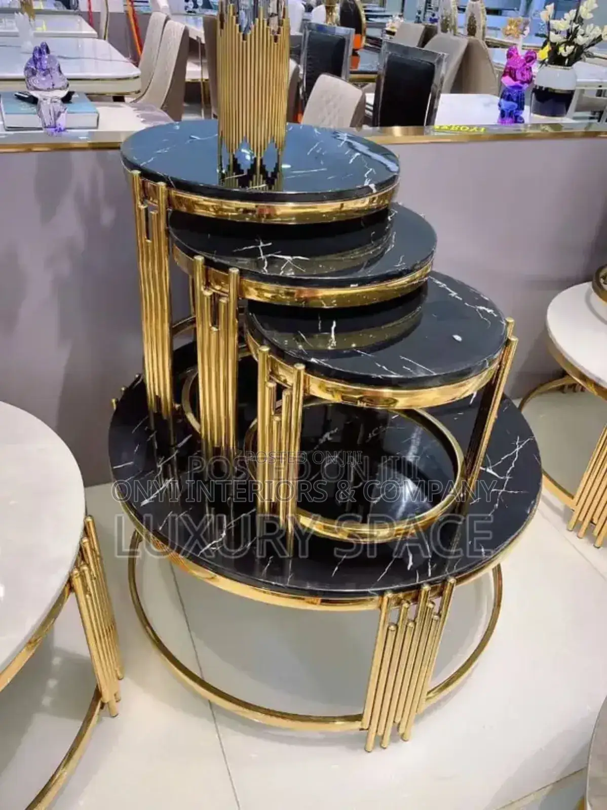 Quality 4 in One Marble Center Table With 3 Side Stool