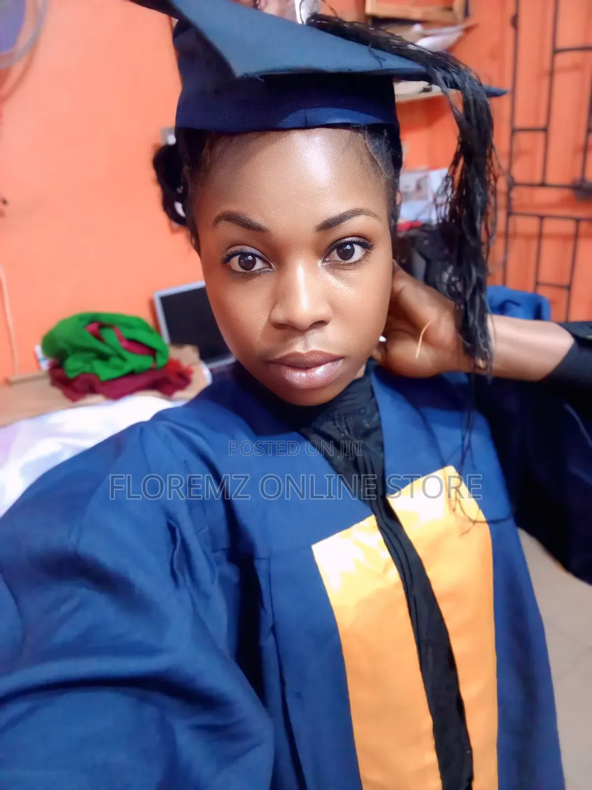 Navy Blue and Gold Combo Graduation Gown for Rent