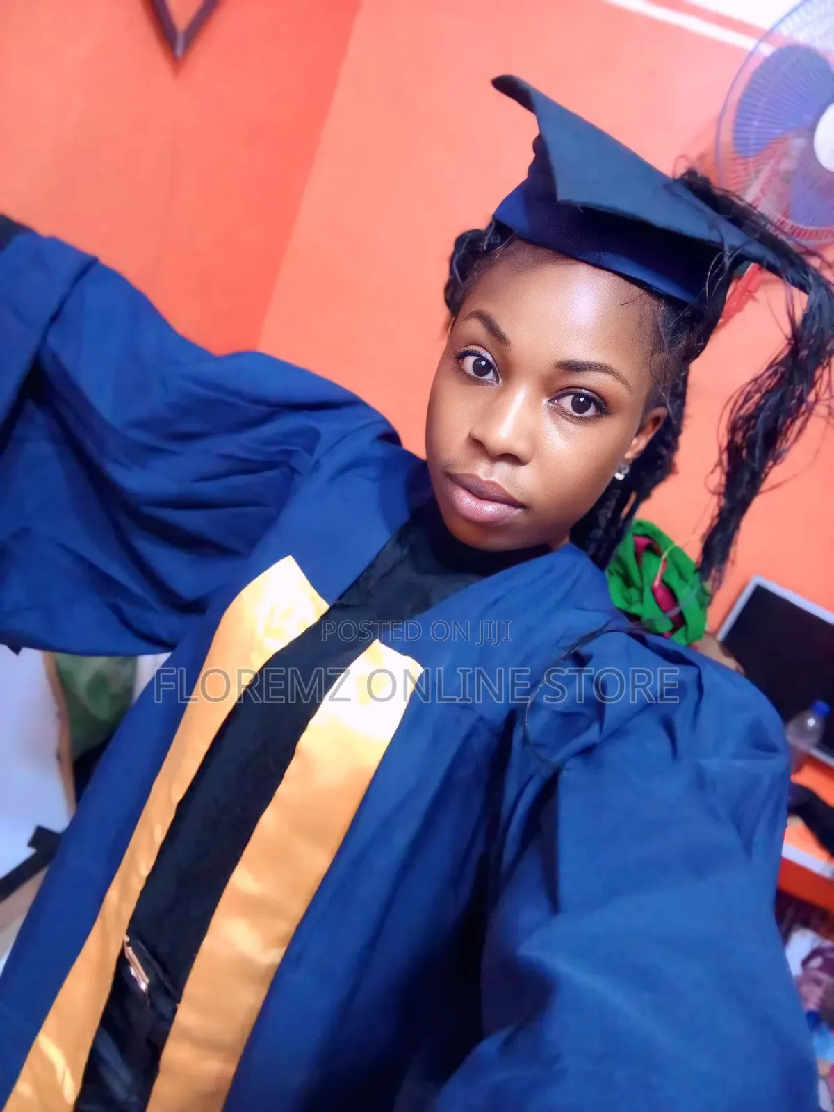 Navy Blue and Gold Combo Graduation Gown for Rent
