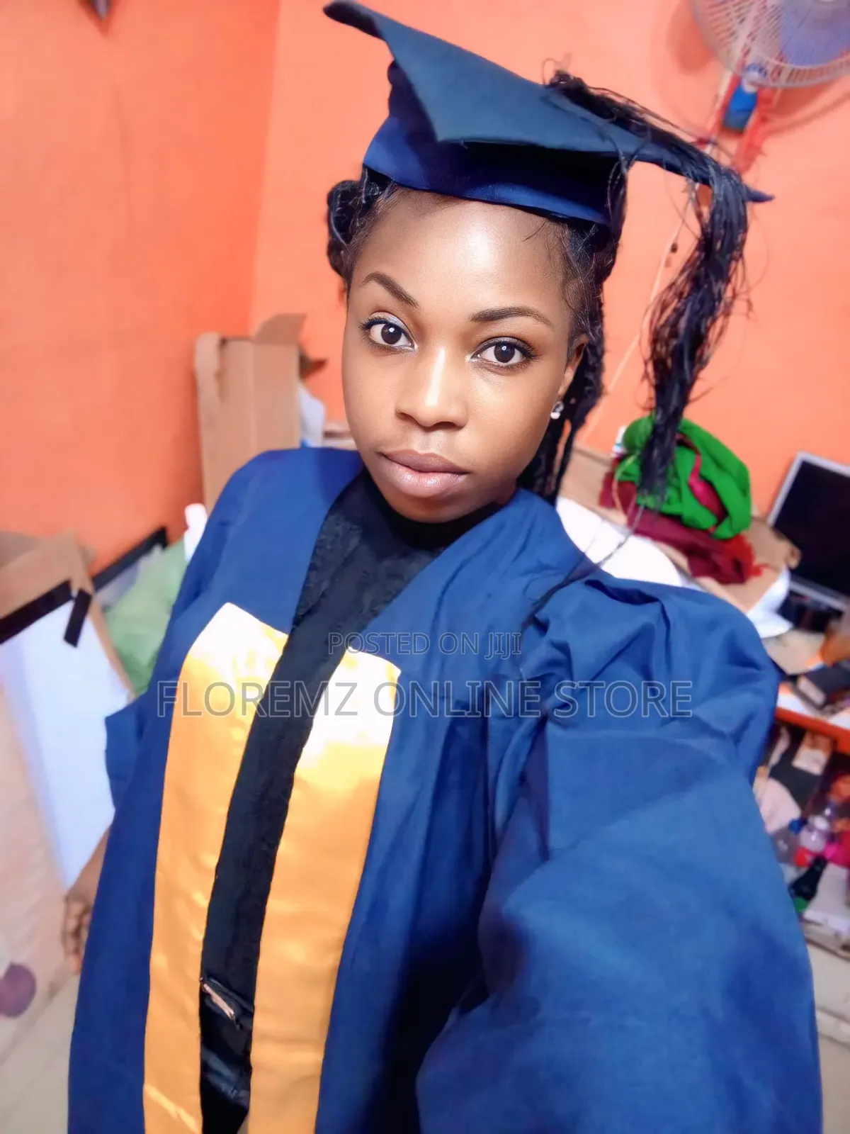 Navy Blue and Gold Combo Graduation Gown for Rent