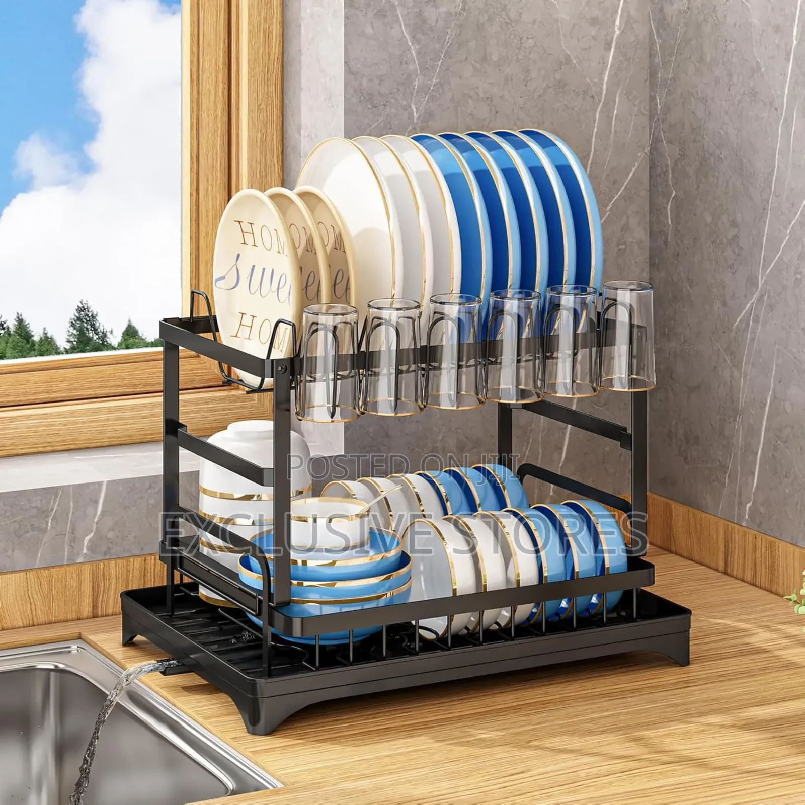 2 Tiers Multifunctional Dish Rack