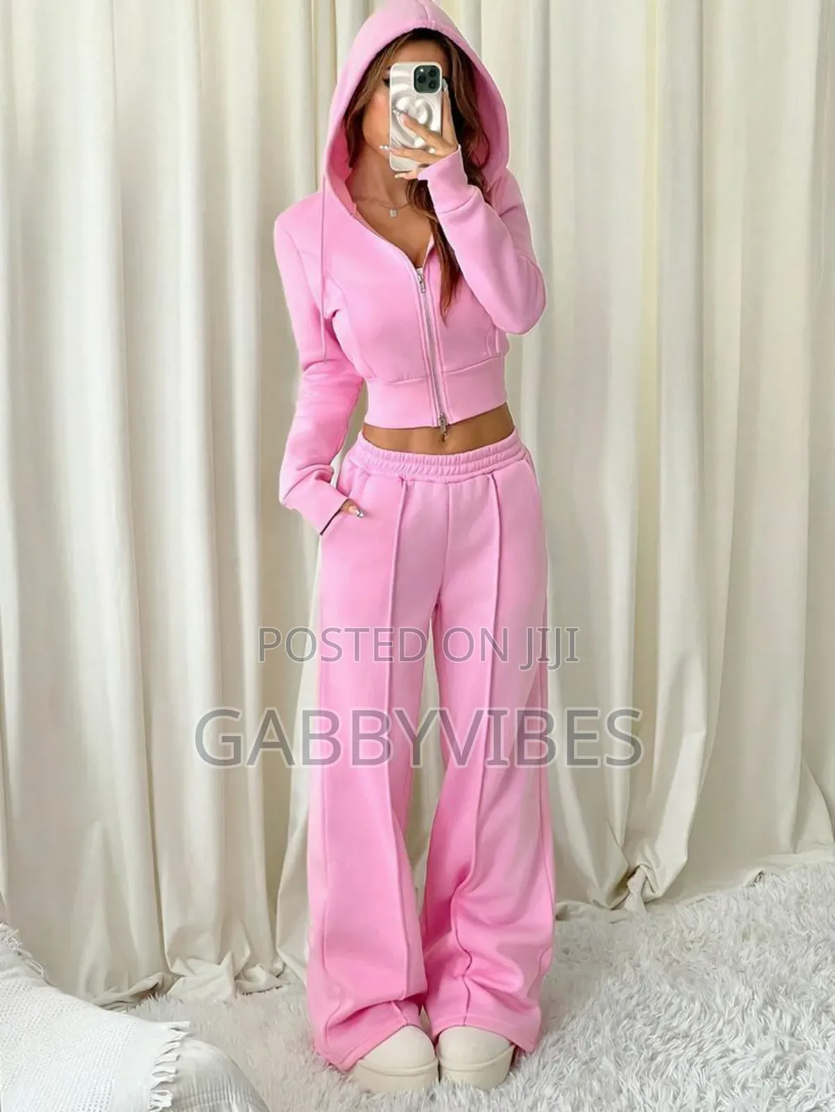 Women's Thick Fleece Tracksuit Winter-Pink