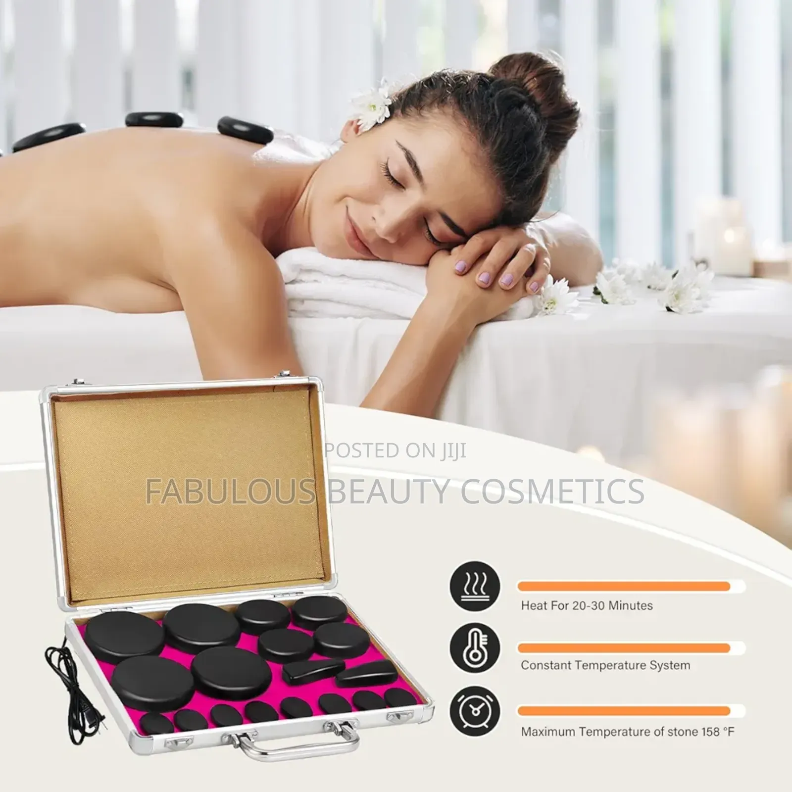 18 PCS Hot Stones Massage Set With Heater Kit Hot Stones