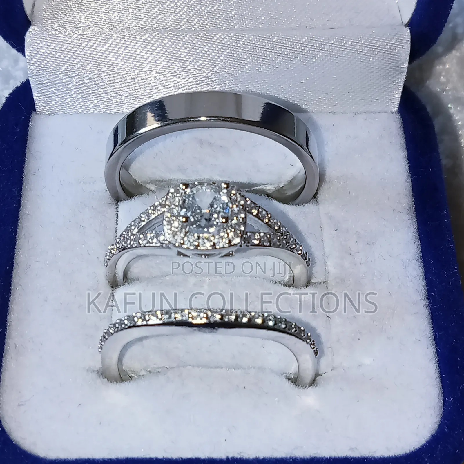 Non-Fading Simple Design Original Steel and Zirconia Ring Set