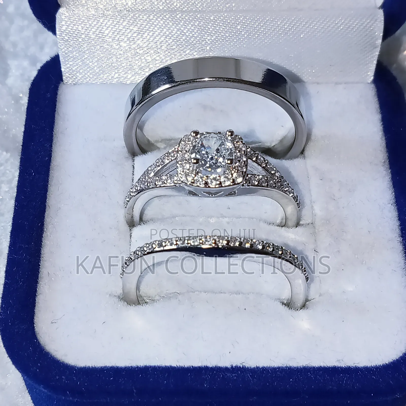 Non-Fading Simple Design Original Steel and Zirconia Ring Set