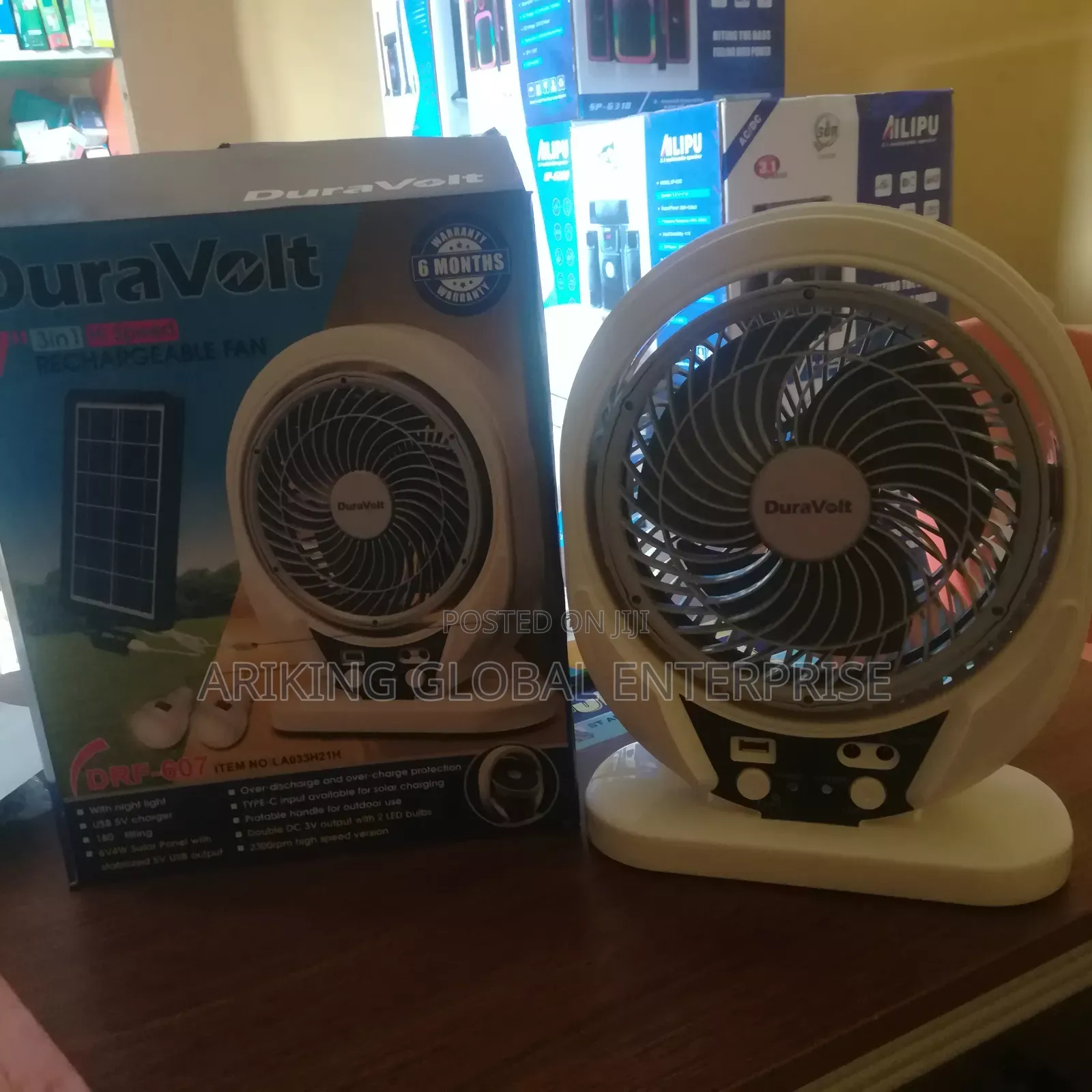 7 Inches 3-in-1hi-Speed Table Fan With Solar Panel Bulbs