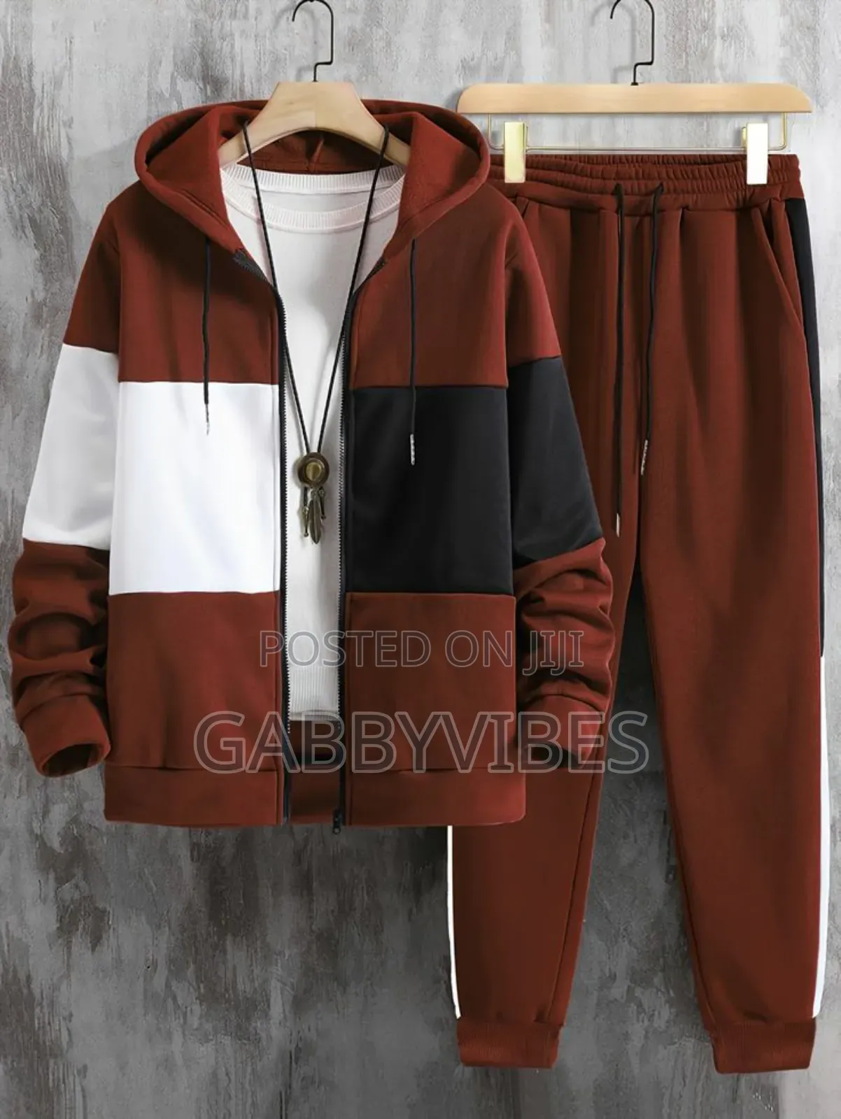 Patch Zip Up Hoodie and Pant