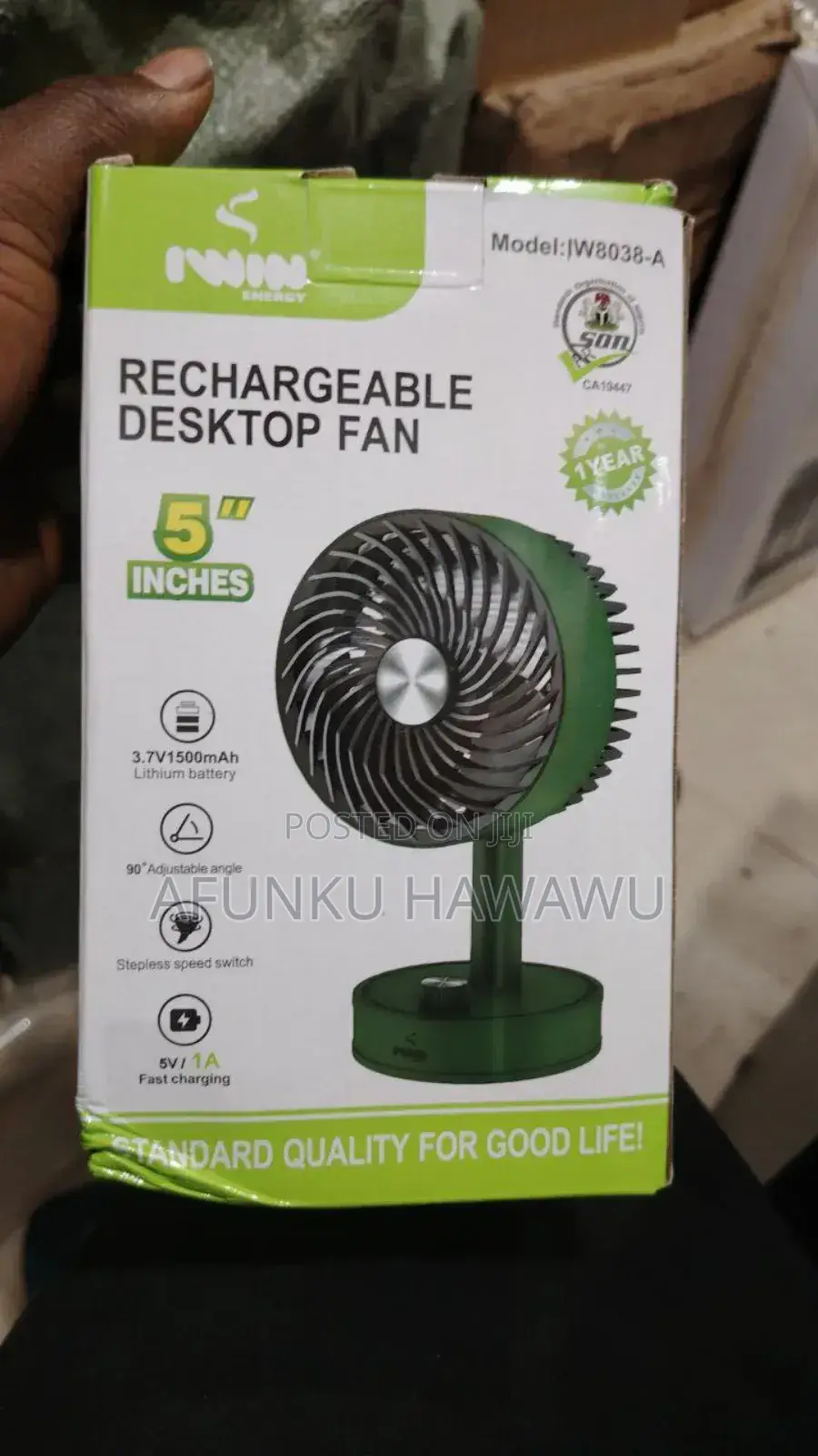5 Inch Rechargeable Desktop Table Fan