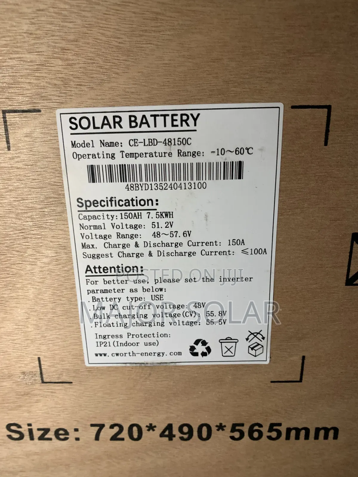 7.5 KWH Cworth Lithium Battery