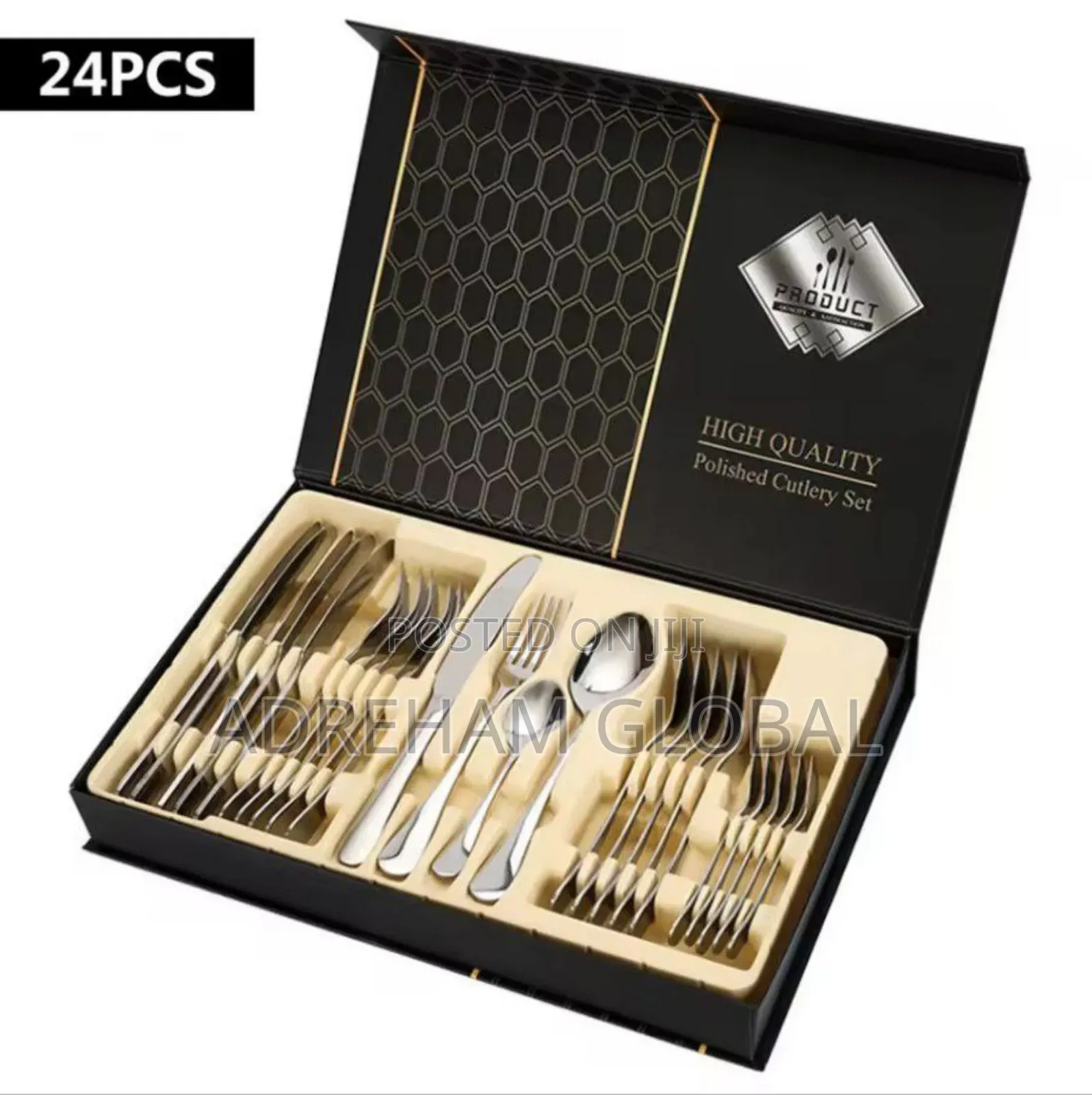 24pcs Stainless Steel Silver Tableware