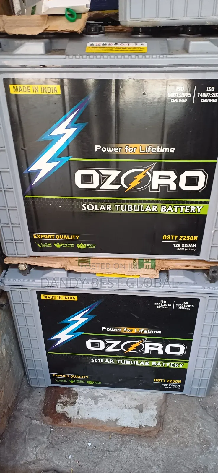 Ozoro Solar Tubular Battery 220ah