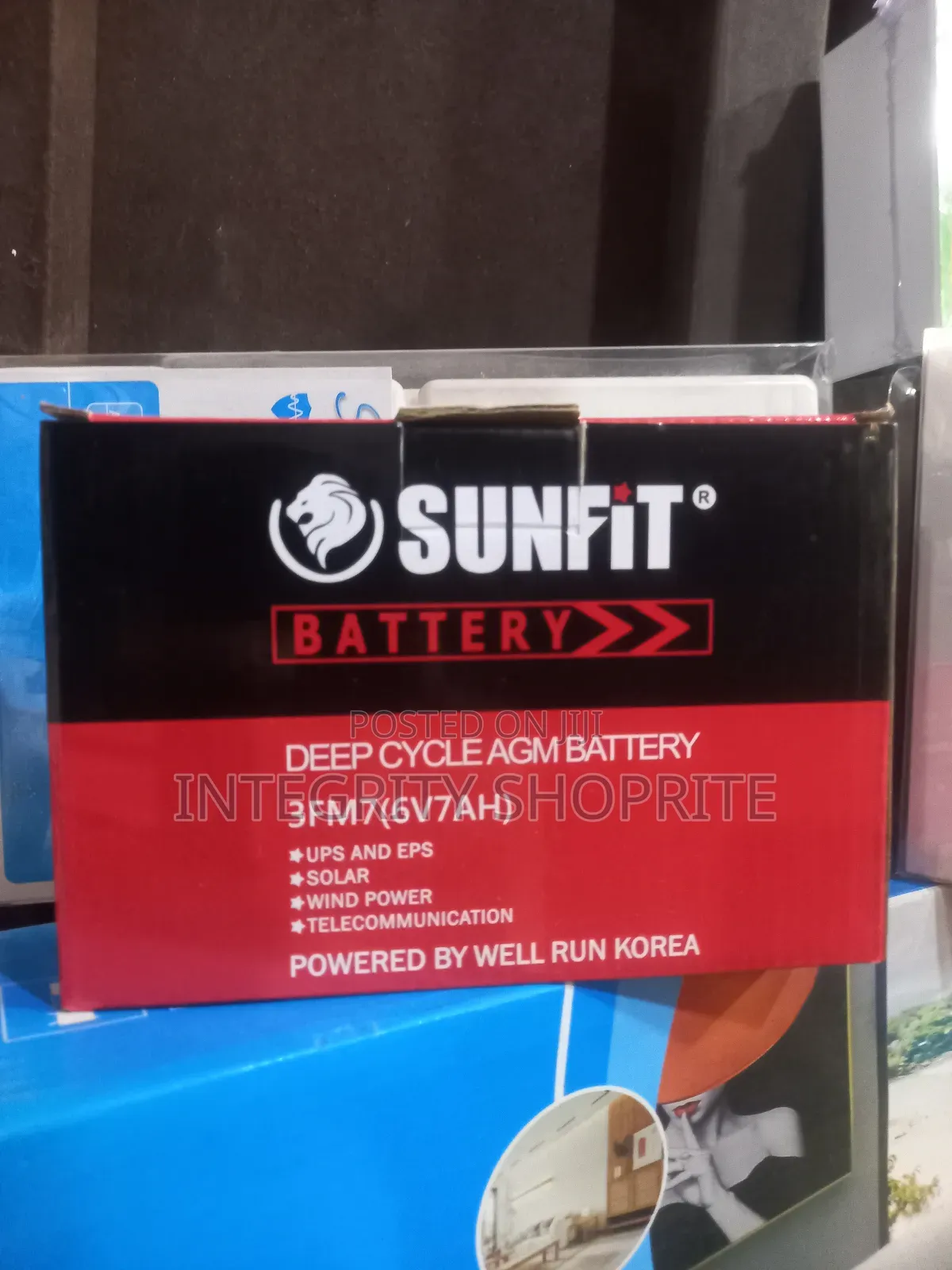 Sunfit Battery Deep Cycle Agm Battery 3fm7(6v7ah)