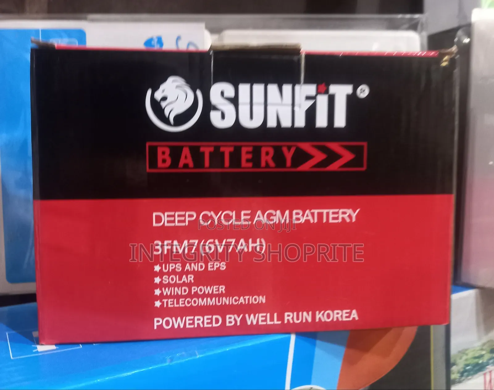 Sunfit Battery Deep Cycle Agm Battery 3fm7(6v7ah)