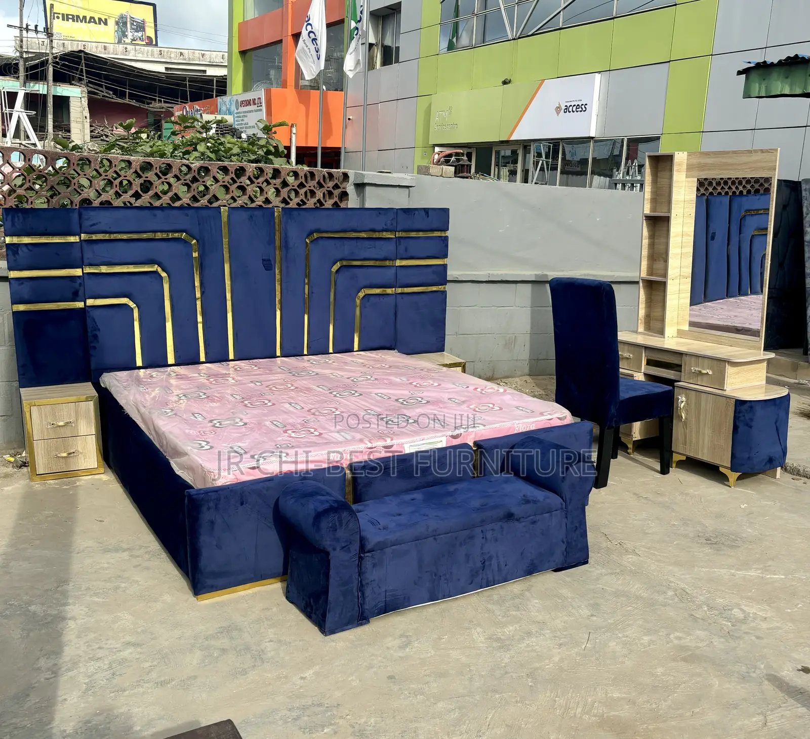 Padded Quality Upholstery Complete Set of 6 by 6 Bed Frame