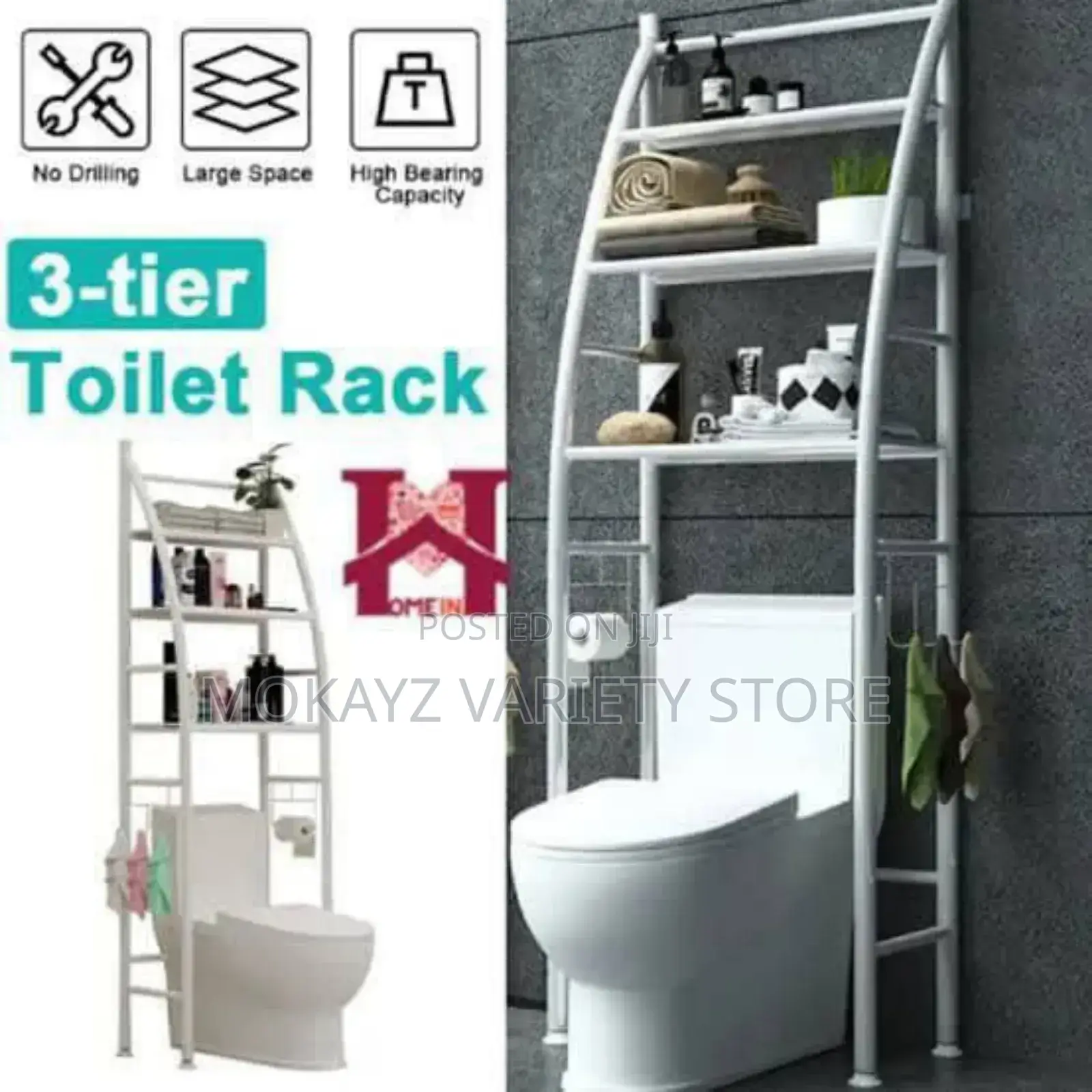 Multifunctional Toilet Seat/Bathroom Rack - White
