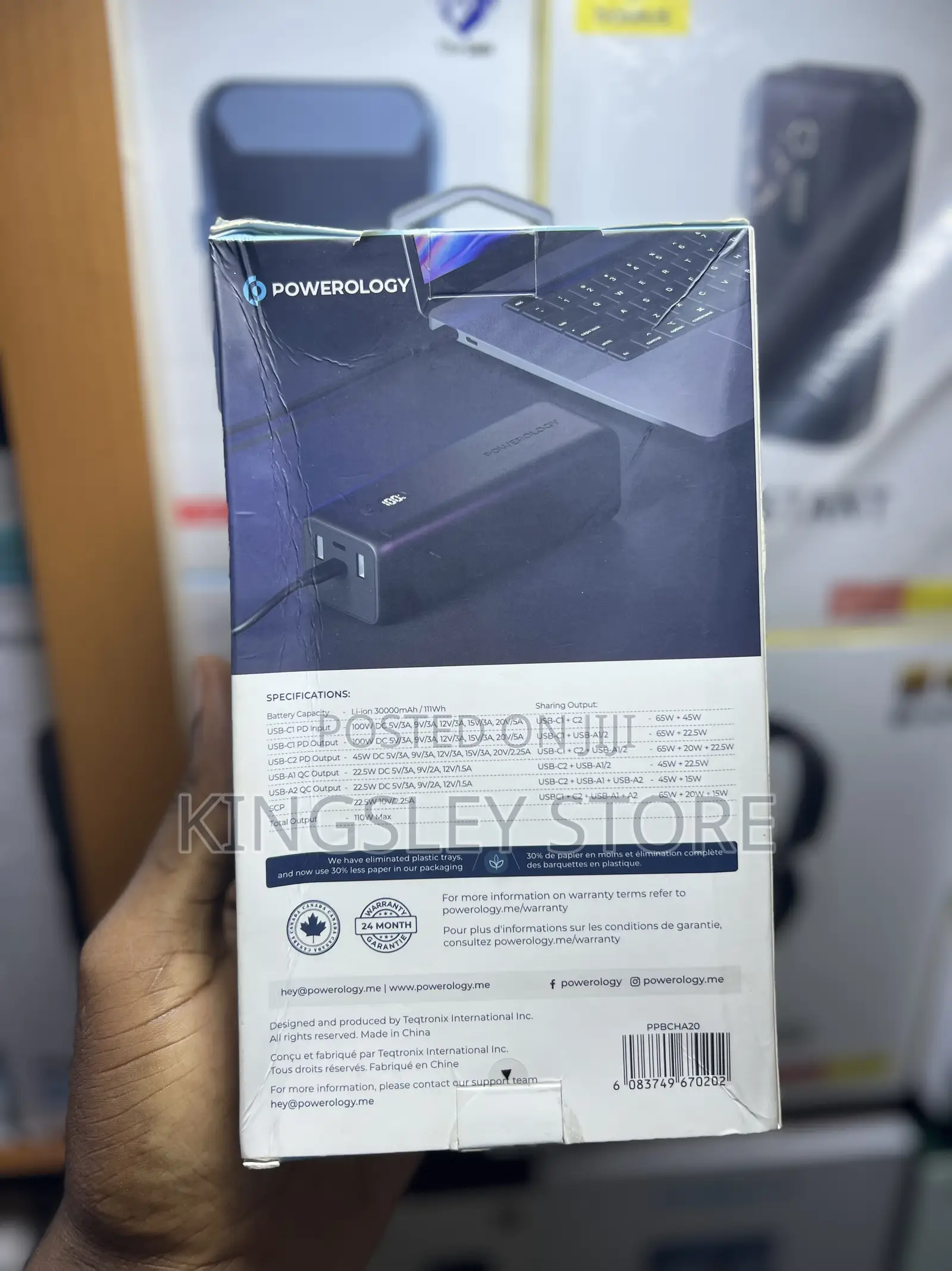 Powerology Onyx 30000mah Dual Usb-C Power Bank